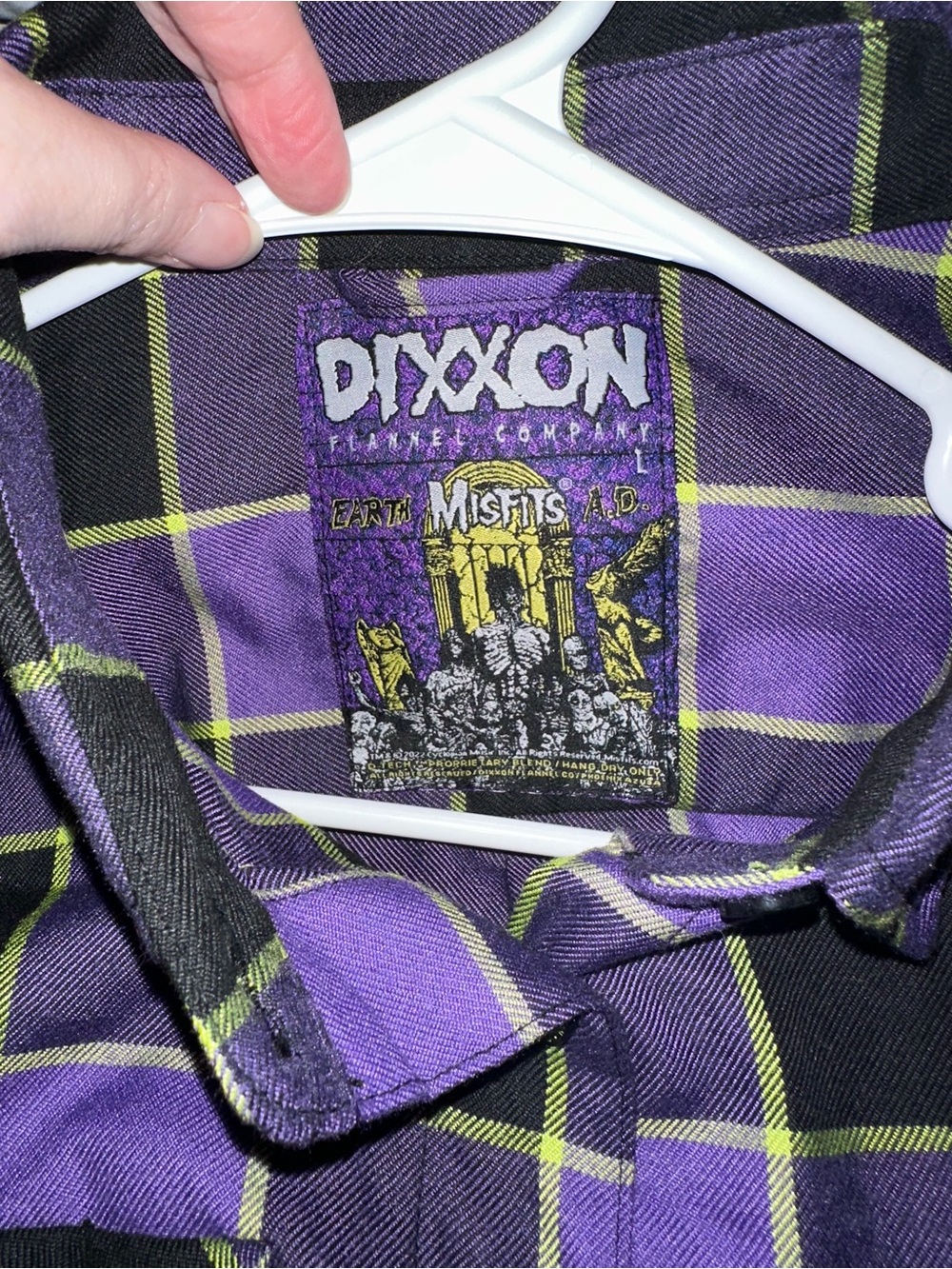 DIXXON Purple, Black & Lime Plaid Misfits Button-Down Shirt - Picture 2 of 2